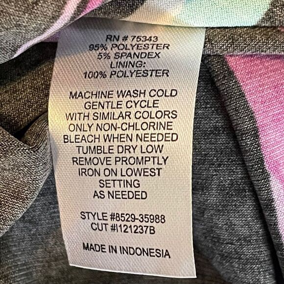 Cynthia Rowley Black Purple Turquoise One Shoulder Handkerchief Dress, size 12 - Picture 7 of 7